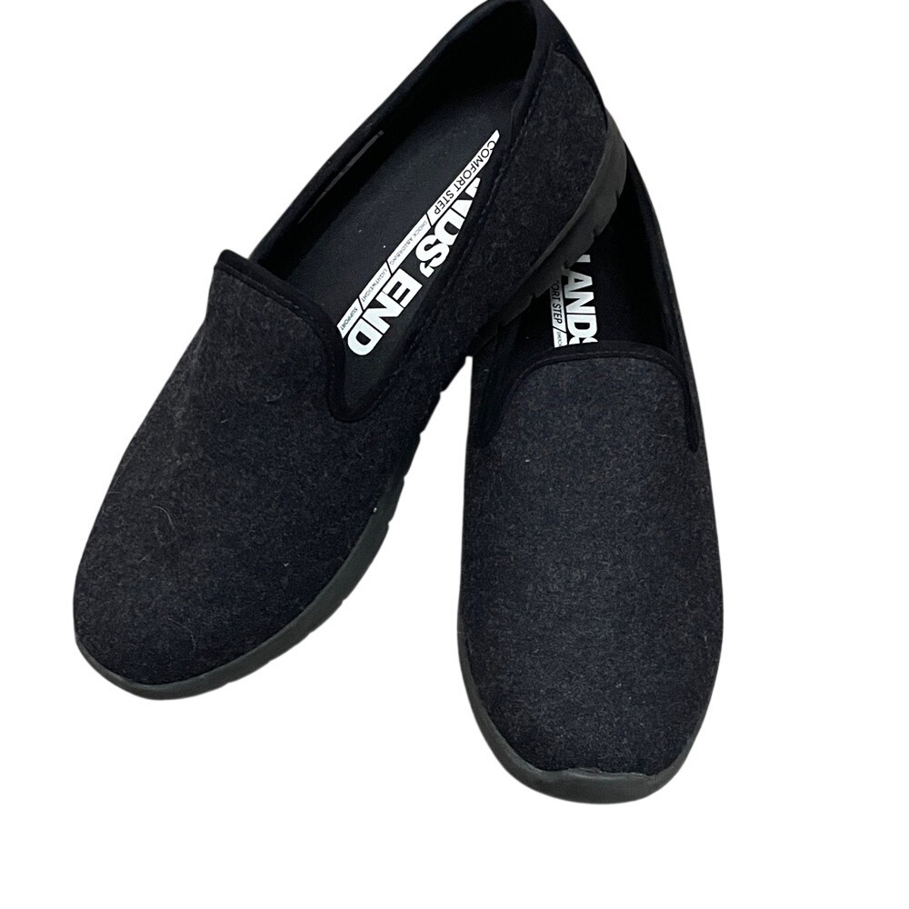 Lands End Comfort Step Wool Blend Slip On Loafers Black Womens 7D - Picture 1 of 7
